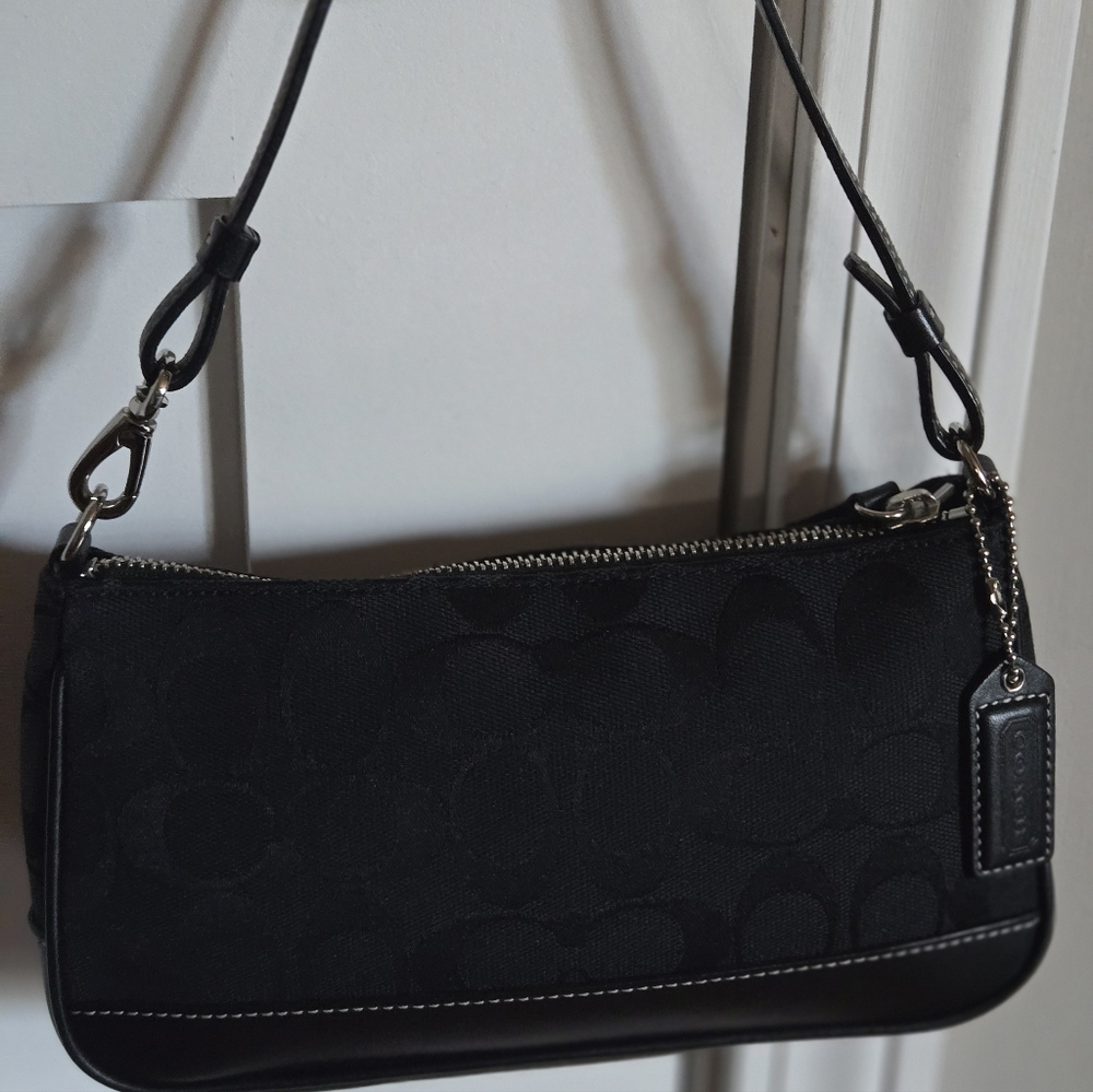 Coach Black Mini Signature Jacquard Shoulder Bag